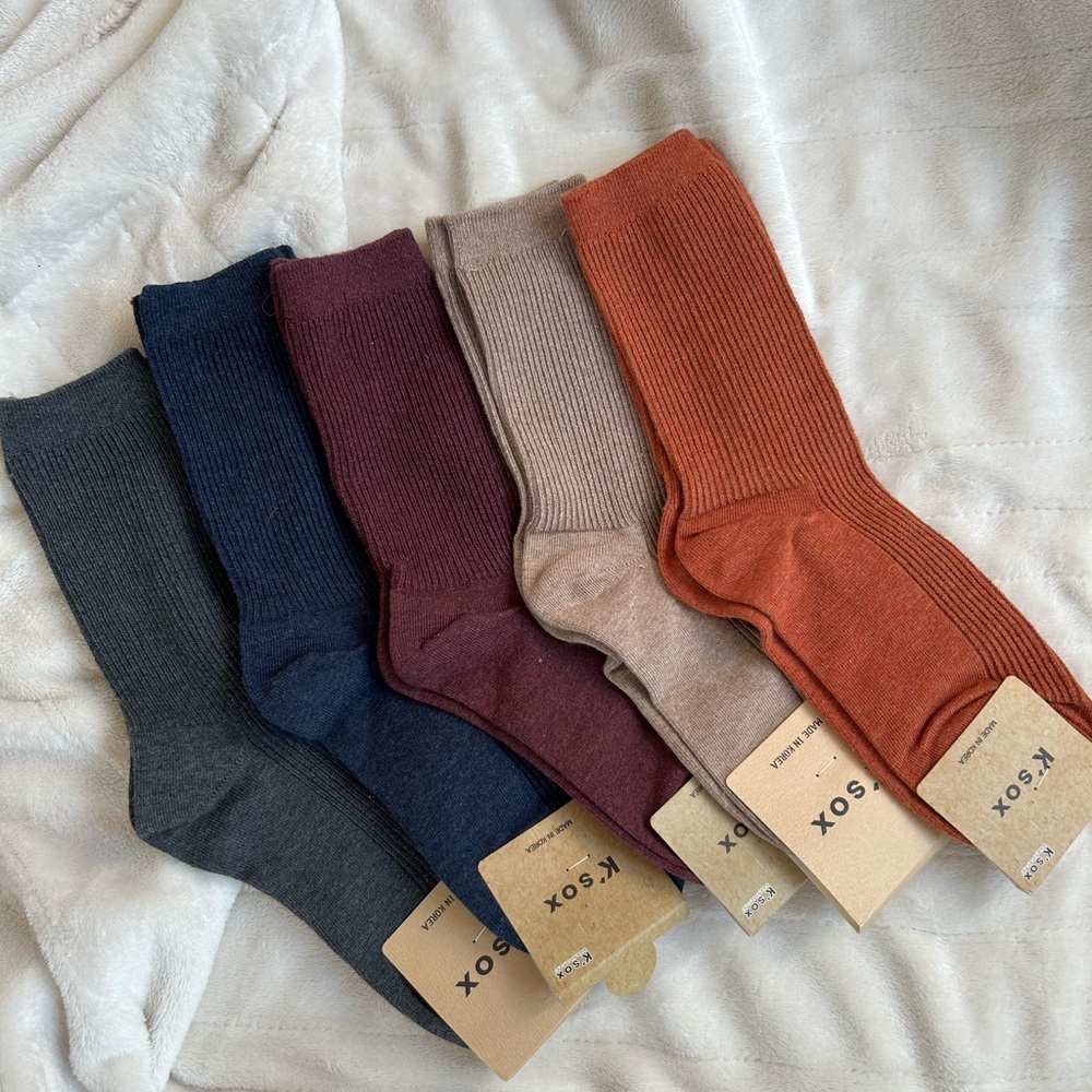Women Basic waffle Socks Multi-Color Pack 5 pairs